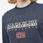 Napapijri Men's Logo Flag Crew Sweat in Blue Marine