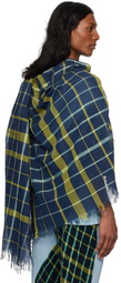 HOMME PLISSÉ ISSEY MIYAKE Navy & Green Plaid Stole Scarf