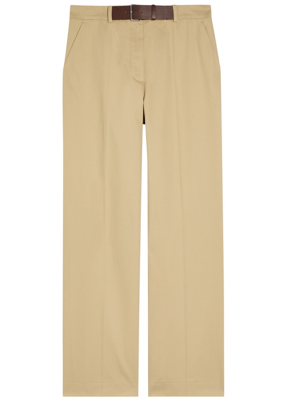Photo: Tory Burch Belted Straight-leg Cotton-twill Trousers Khaki