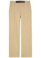 Tory Burch Belted Straight-leg Cotton-twill Trousers Khaki