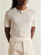 Saman Amel - Slim-Fit Cashmere and Silk-Blend T-Shirt - Neutrals
