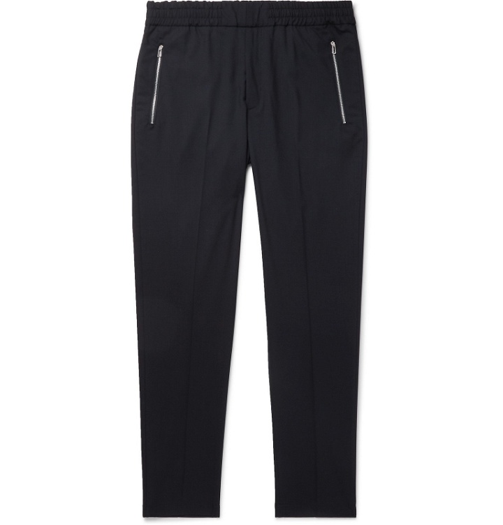 Photo: PS Paul Smith - Navy Slim-Fit Tapered Wool-Blend Drawstring Trousers - Blue