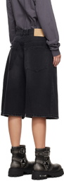 We11done Black Loose-Fit Denim Shorts