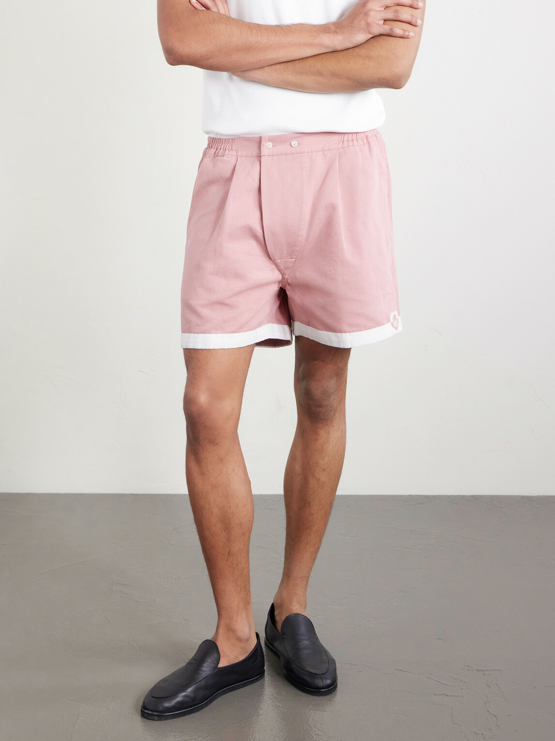 BODE - Heart Deco Straight-Leg Logo-Appliquéd Cotton-Faille Shorts - Pink