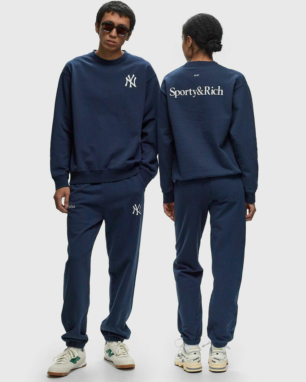 トップス Sporty&Rich NY Yankees Serif Crewneck Yankees Serif Crewneck - Navy/White – Sporty & Rich