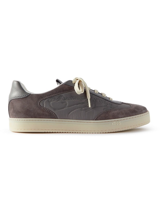Photo: Berluti - Scritto Leather-Trimmed Shell and Suede Sneakers - Gray