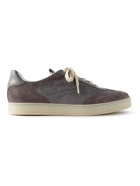 Berluti - Scritto Leather-Trimmed Shell and Suede Sneakers - Gray
