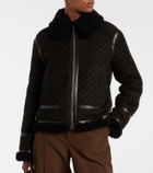 Gucci GG shearling-trimmed leather jacket