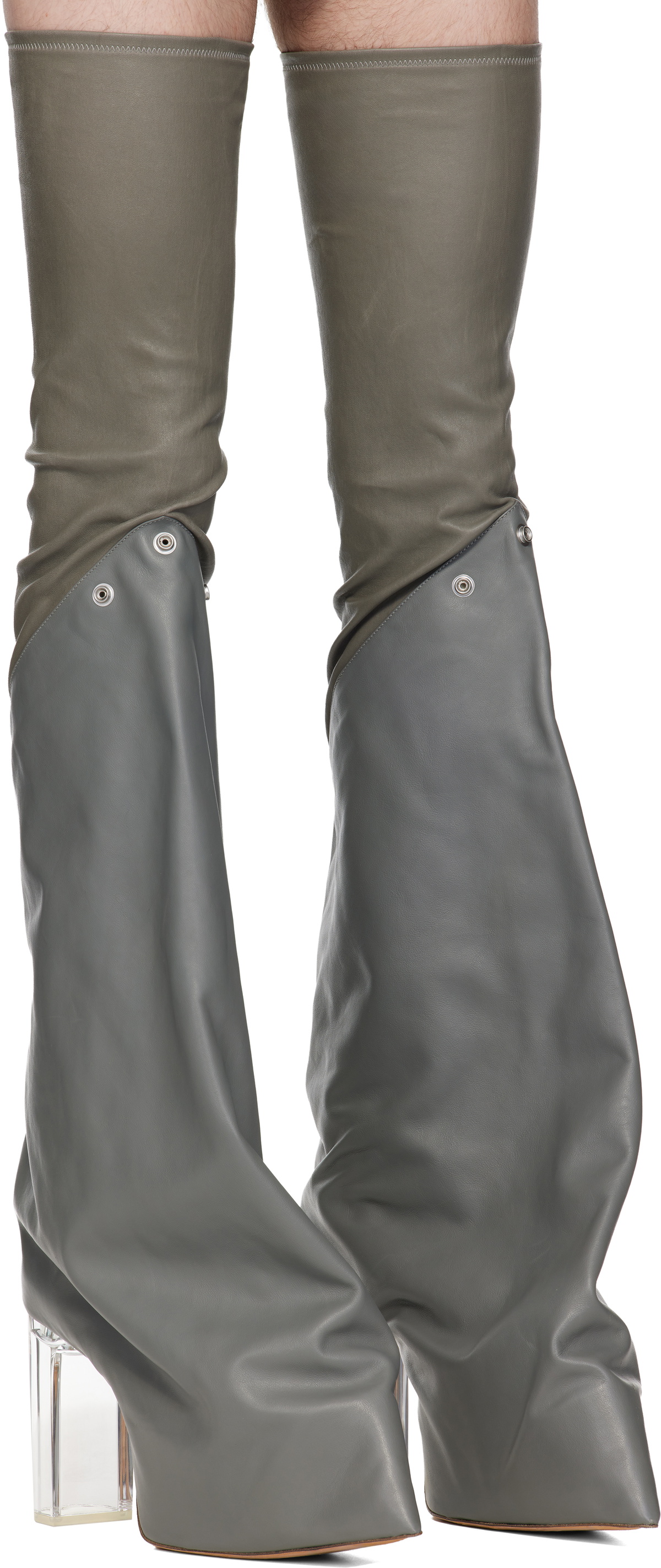 Rick Owens Gray Concordians Taco Kiss Boots Rick Owens