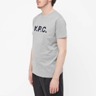 A.P.C. Men's VPC Logo T-Shirt in Light Grey Heather/Navy