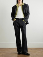 SECOND / LAYER - Flared Pinstriped Wool Trousers - Black
