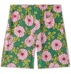 GUCCI - Ken Scott Wide-Leg Floral-Print Silk-Crepe Shorts - Green