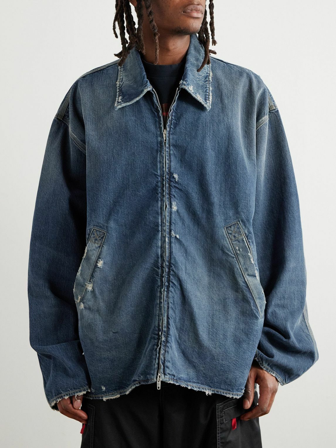 Balenciaga - Oversized Distressed Denim Jacket - Blue Balenciaga