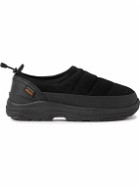 Suicoke - Pepper-Sev Leather-Trimmed Quilted Suede Slip-On Sneakers - Black