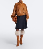 Paris Texas Lidia suede and shearling knee-high boots