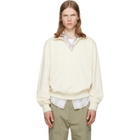 BOSS Off-White Zipper Neck Structured Cotton Sweatshirt