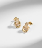 Stone and Strand Forme Knot 14kt gold earrings with diamonds