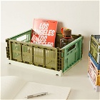 HAY Medium Recycled Mix Colour Crate in Olive Dark Mint
