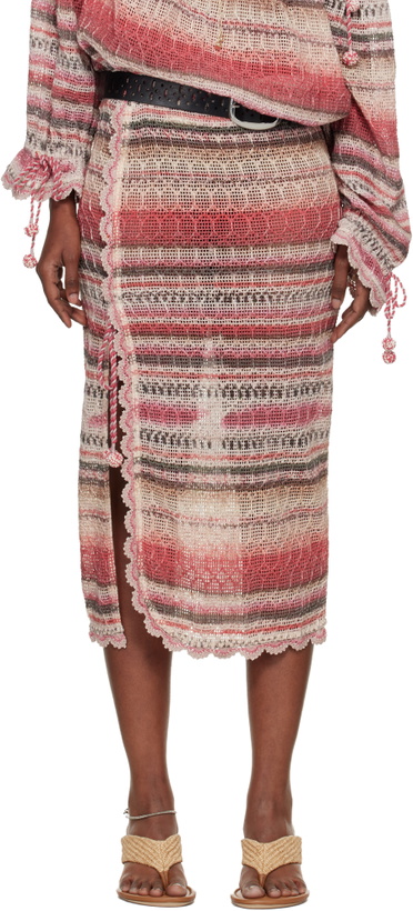 Photo: Isabel Marant Pink Noryane Cotton Sunrise Net Midi Skirt