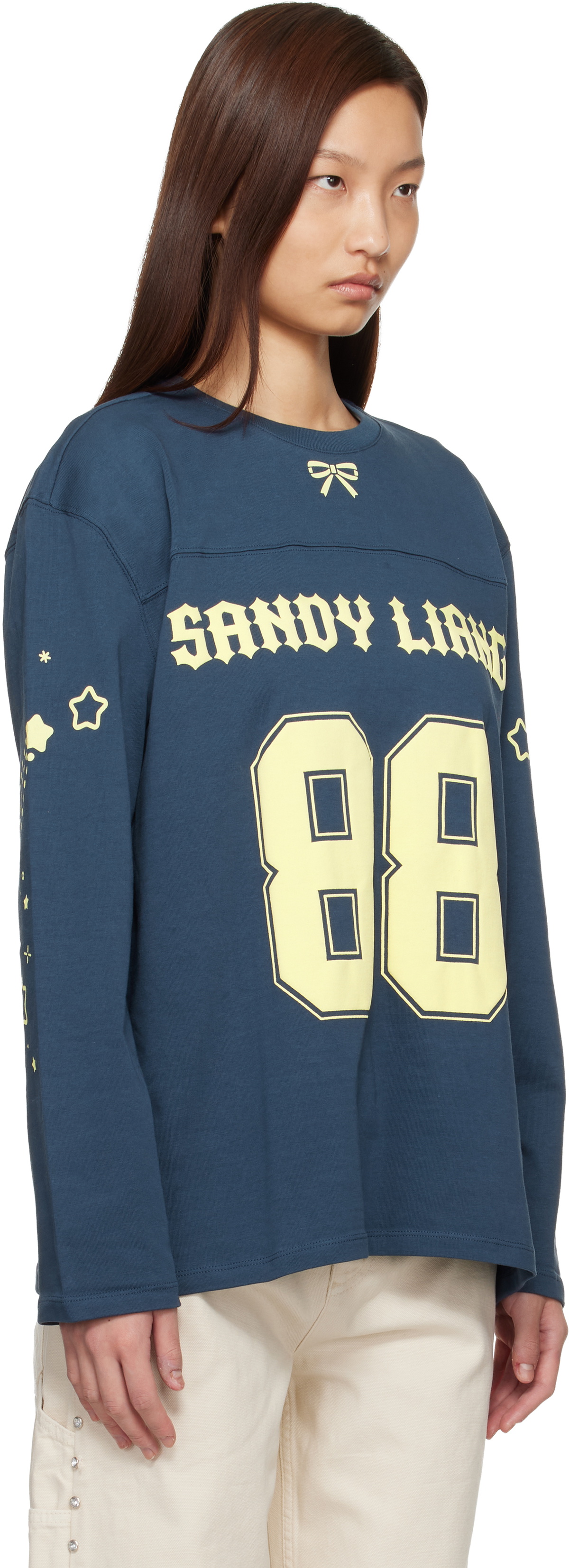 Sandy Liang Navy Princeton Long Sleeve T-shirt