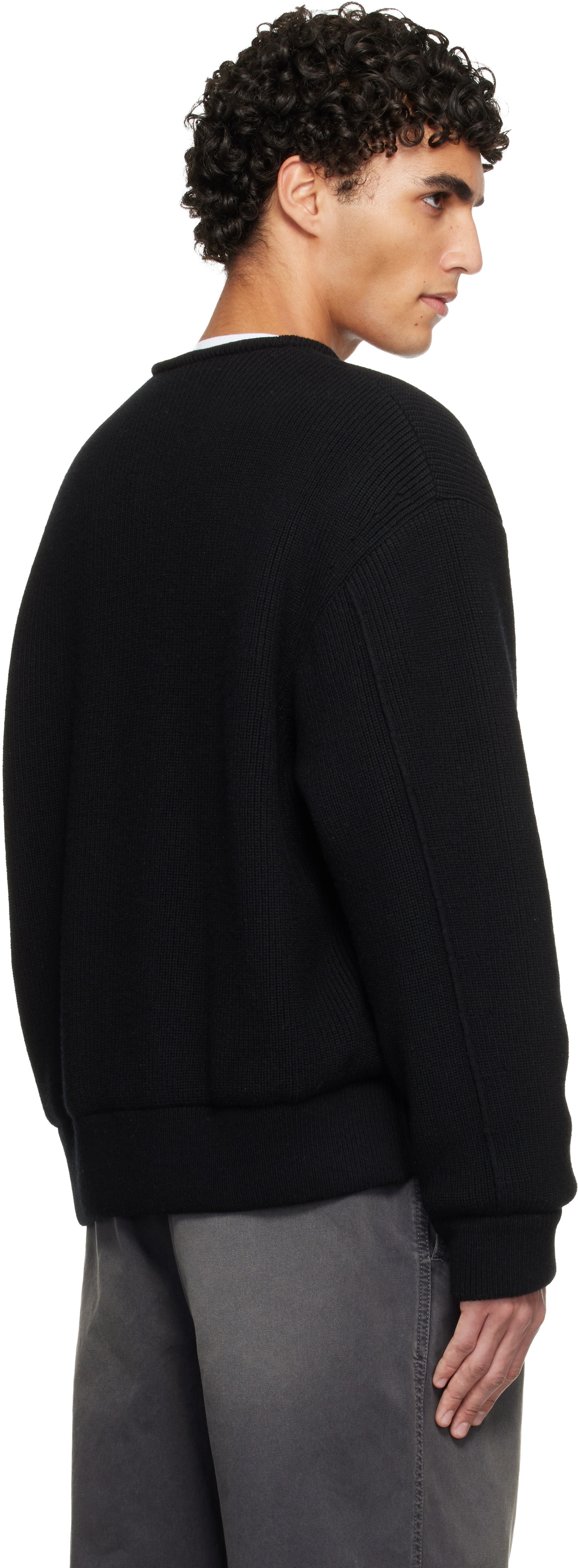 Solid Homme Black Wool Cashmere Knit Zip-Up Jacket