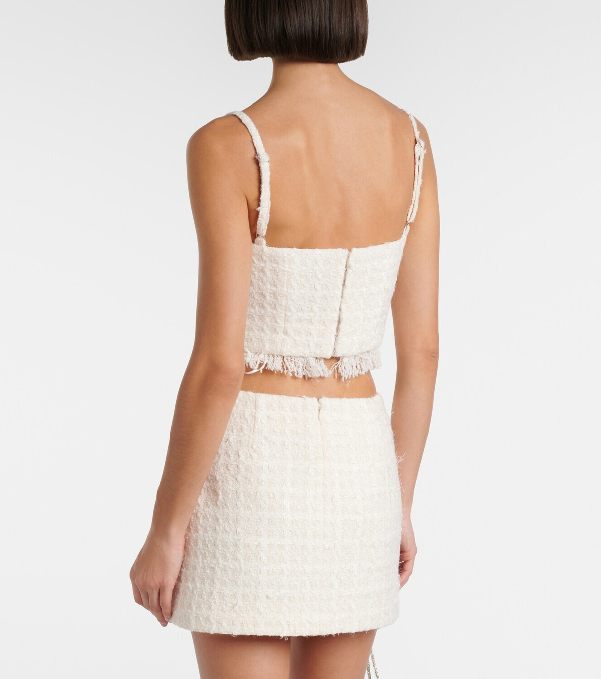 Area Embellished tweed crop top