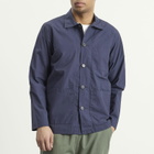 Universal Works Men's Peached Poplin Bakers Overshirt in Navy