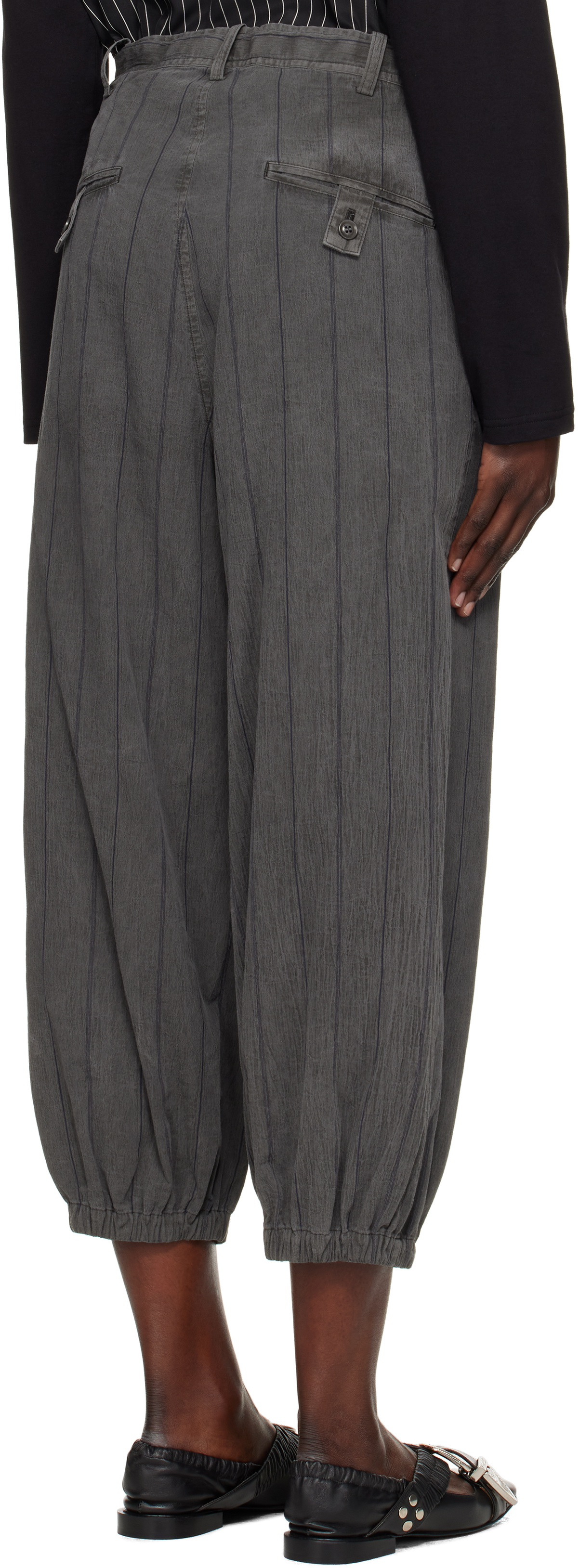 Y's Gray Ko-Elastic Hem Trousers