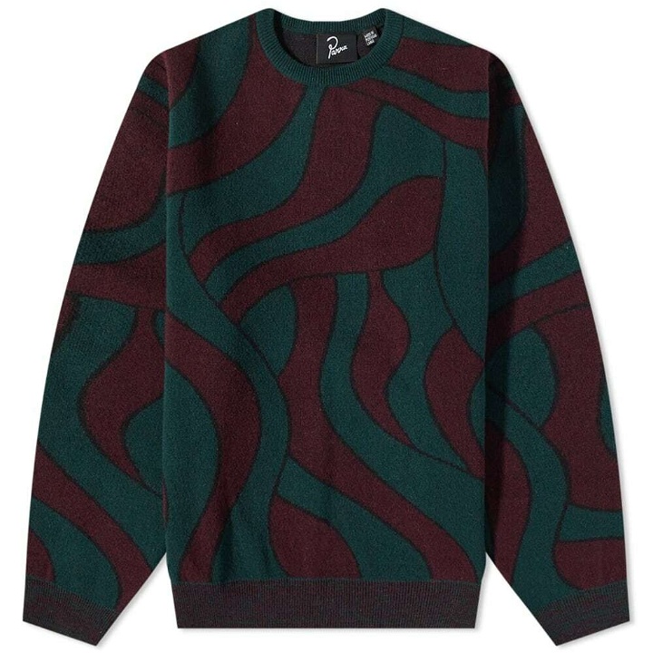 Photo: By Parra Men's Distorted Waves Crew Knit in Pine Green