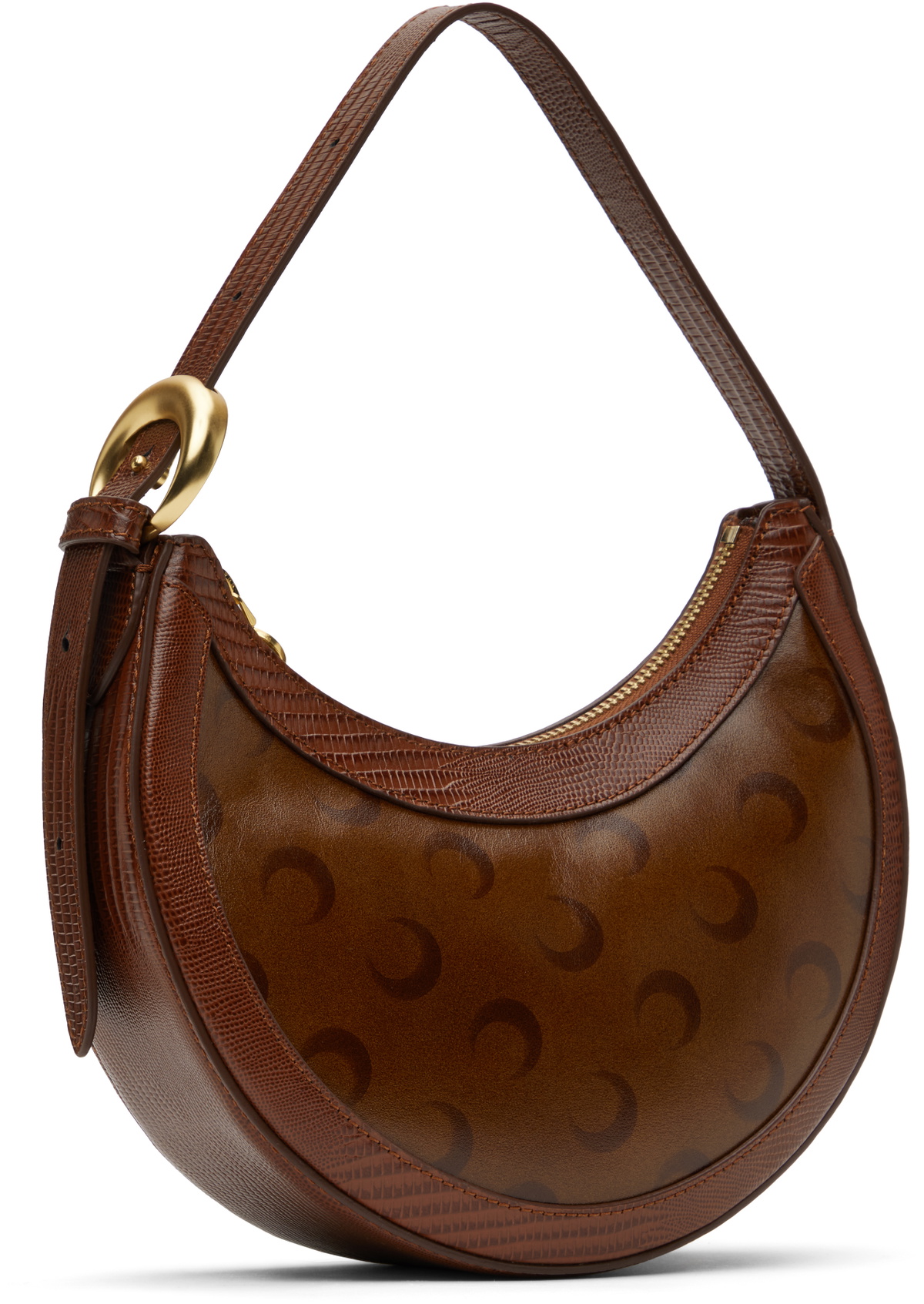 Marine Serre Brown Moon Airbrushed Leather Eclips Mini Bag