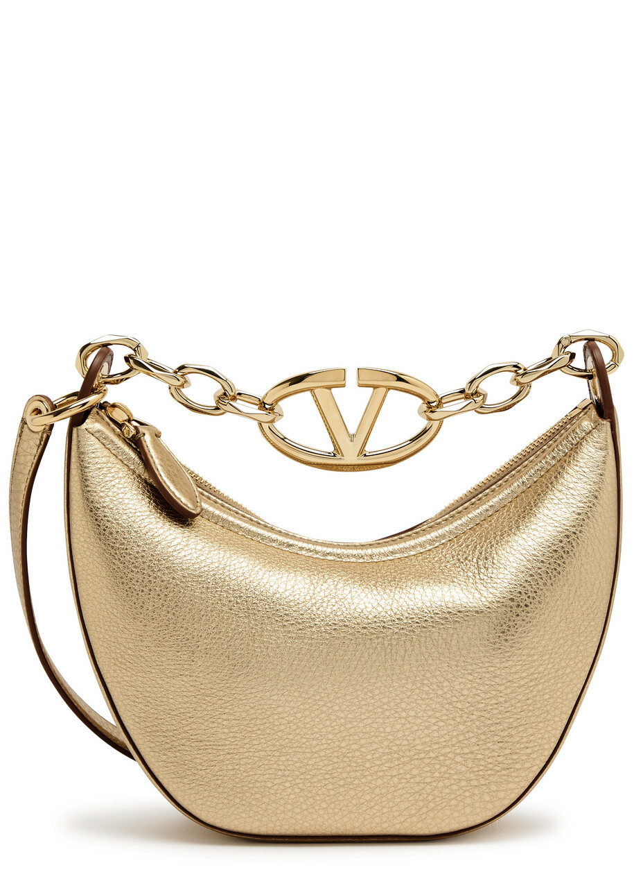 Valentino Garavani VLogo Moon Mini Leather top Handle bag - Gold