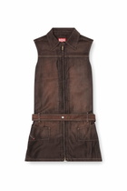 Diesel Minidress in fluid coated denim - Dresses Womens in Brown