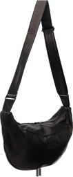 YOHJI YAMAMOTO Black Scratch Horse Leather Half Moon Shoulder Bag