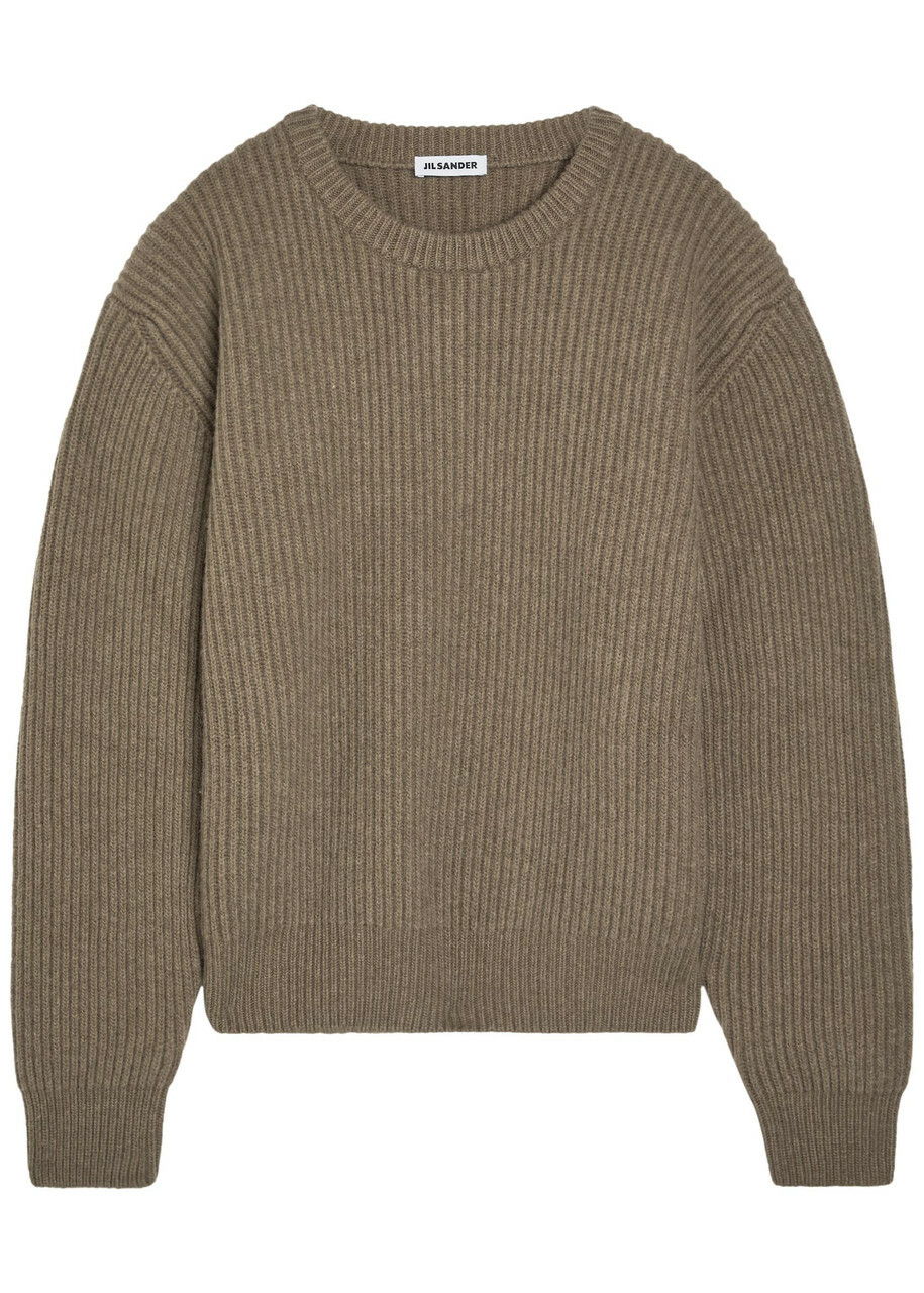 Jil Sander Ribbed-knit Wool Jumper Brown Light