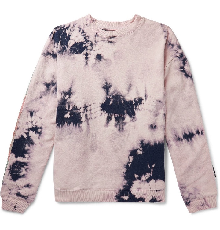 Photo: KAPITAL - Ashbury Oversized Tie-Dyed Loopback Cotton-Jersey and Quilted Satin Sweatshirt - Purple