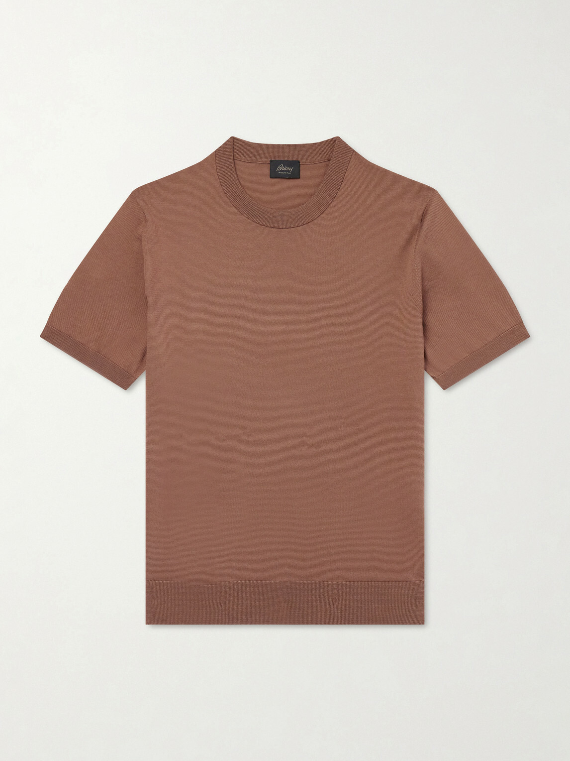 Brioni - Knitted Cotton T-Shirt - Brown