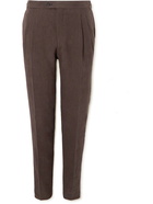 Thom Sweeney - Tapered Pleated Linen Trousers - Brown