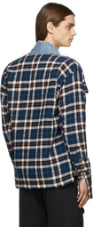 Greg Lauren Blue Plaid Patchwork GL1 Cardigan