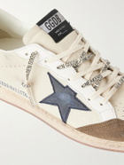 Golden Goose - Ball Star Distressed Suede -Trimmed Leather Sneakers - Neutrals
