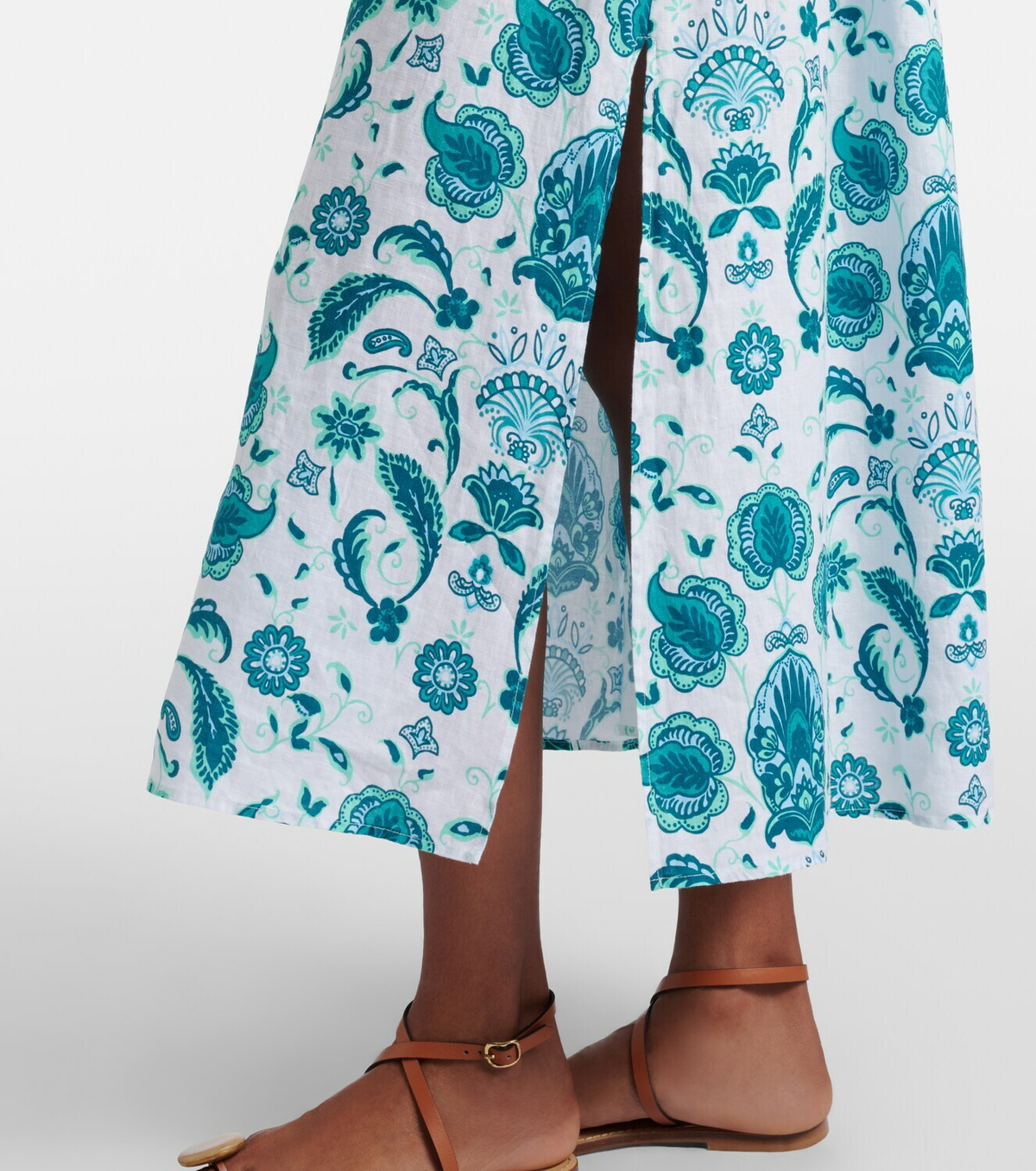 Heidi Klein Kos paisley shirred linen maxi dress