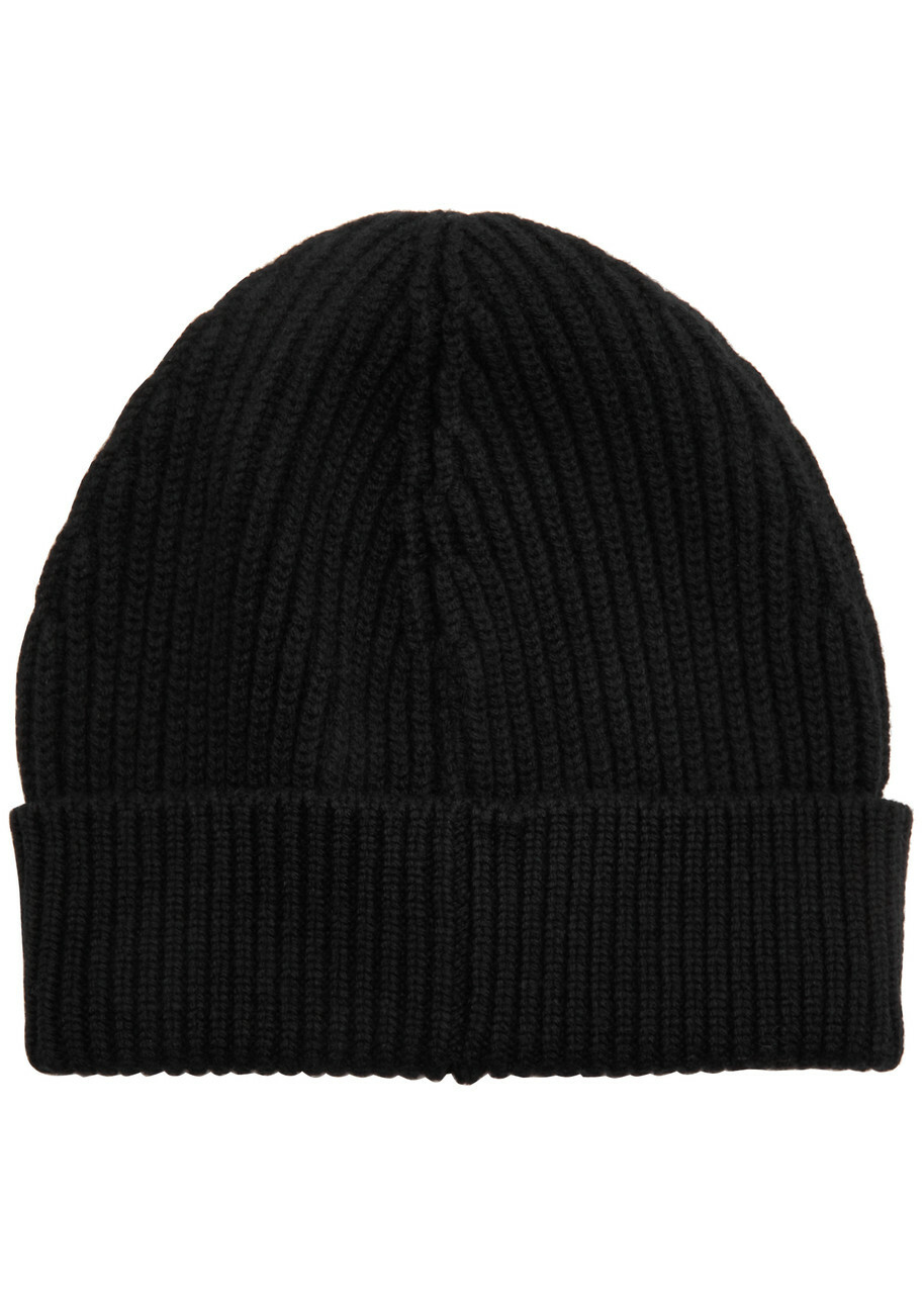 Dolce & Gabbana Logo Ribbed Wool-blend Beanie - Black - One Size