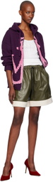 JW Anderson Green Contrast Hem Leather Shorts