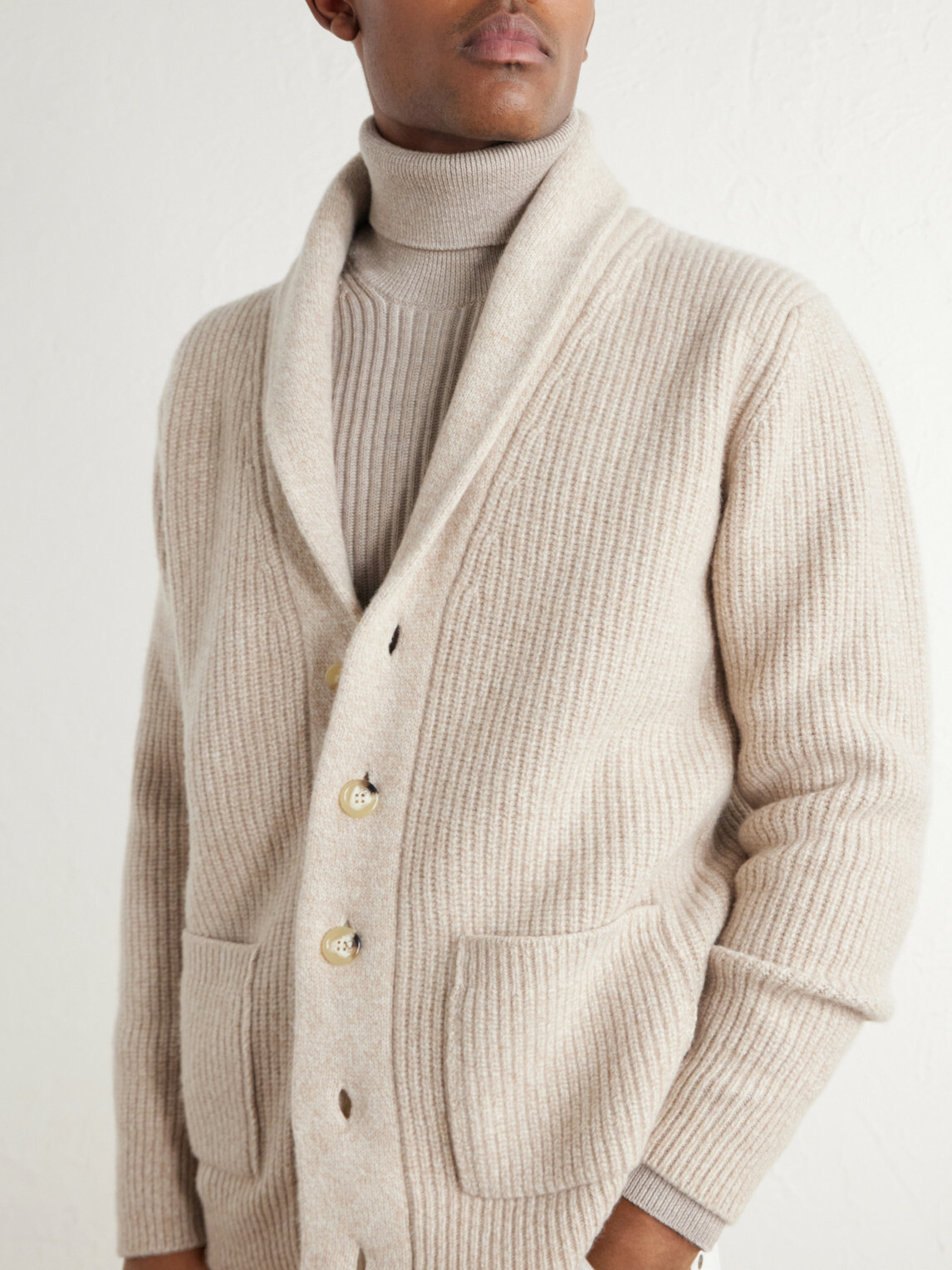 De Petrillo - Ribbed Merino Wool and Cashmere-Blend Cardigan - Neutrals