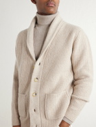 De Petrillo - Ribbed Merino Wool and Cashmere-Blend Cardigan - Neutrals