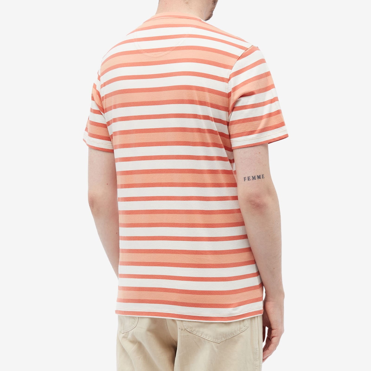 Barbour Men's Crundale Stripe T-Shirt in Faded Orange Barbour