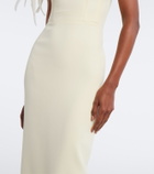 David Koma Feather-trimmed bustier gown