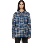 Fear of God Blue Plaid Pullover Henley Shirt