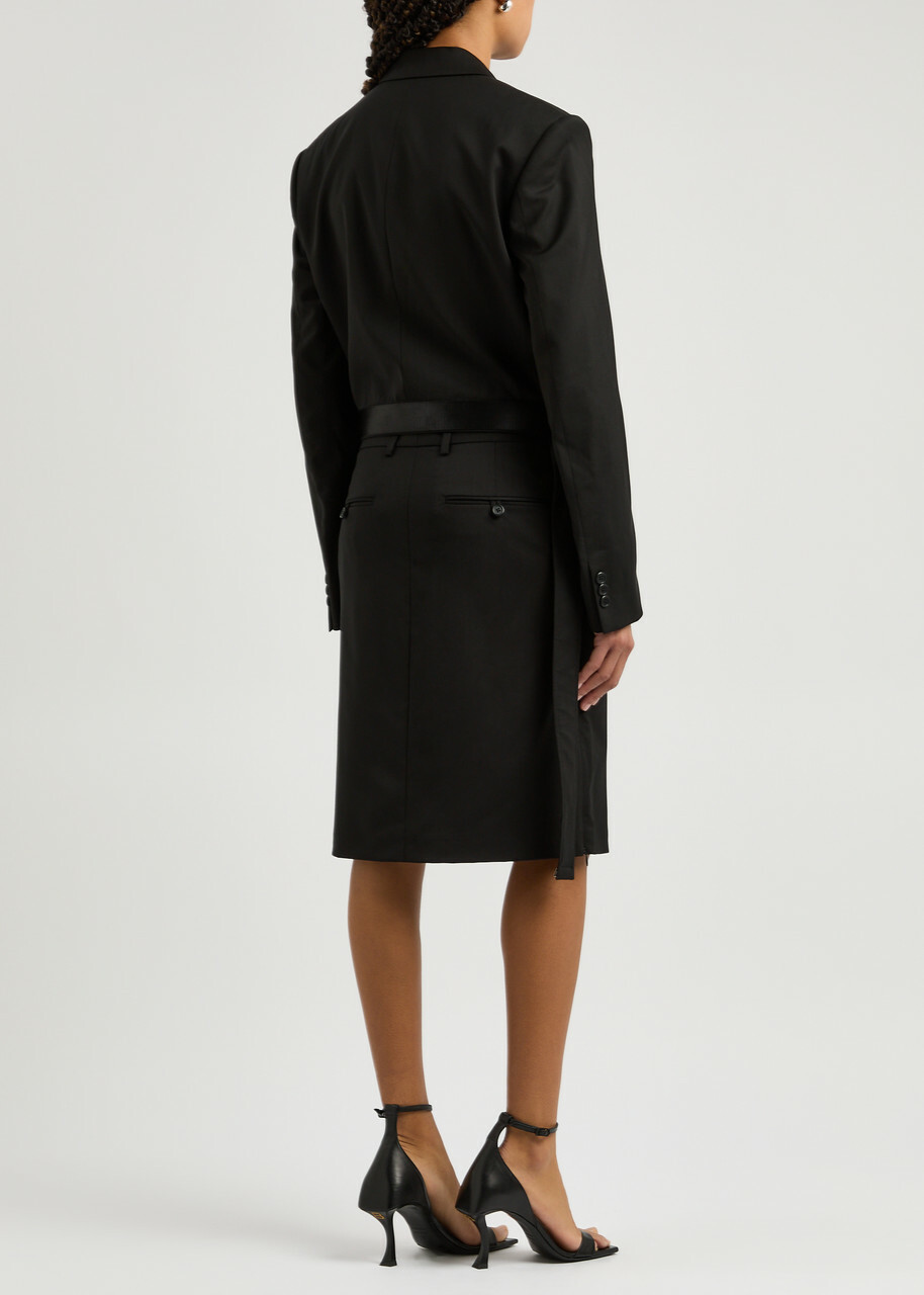 Helmut Lang Belted Wool Wrap Blazer Black