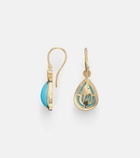 Ileana Makri 14kt gold (585/1000) drop earrings with turquoises and diamonds