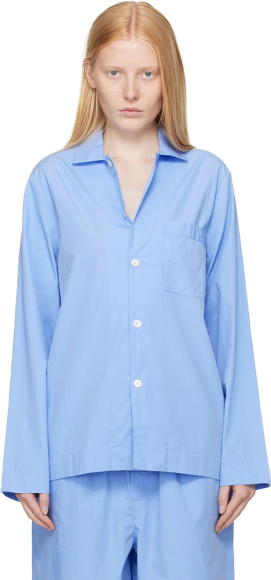 Photo: Tekla Blue Poplin Long-Sleeved Pyjama Shirt